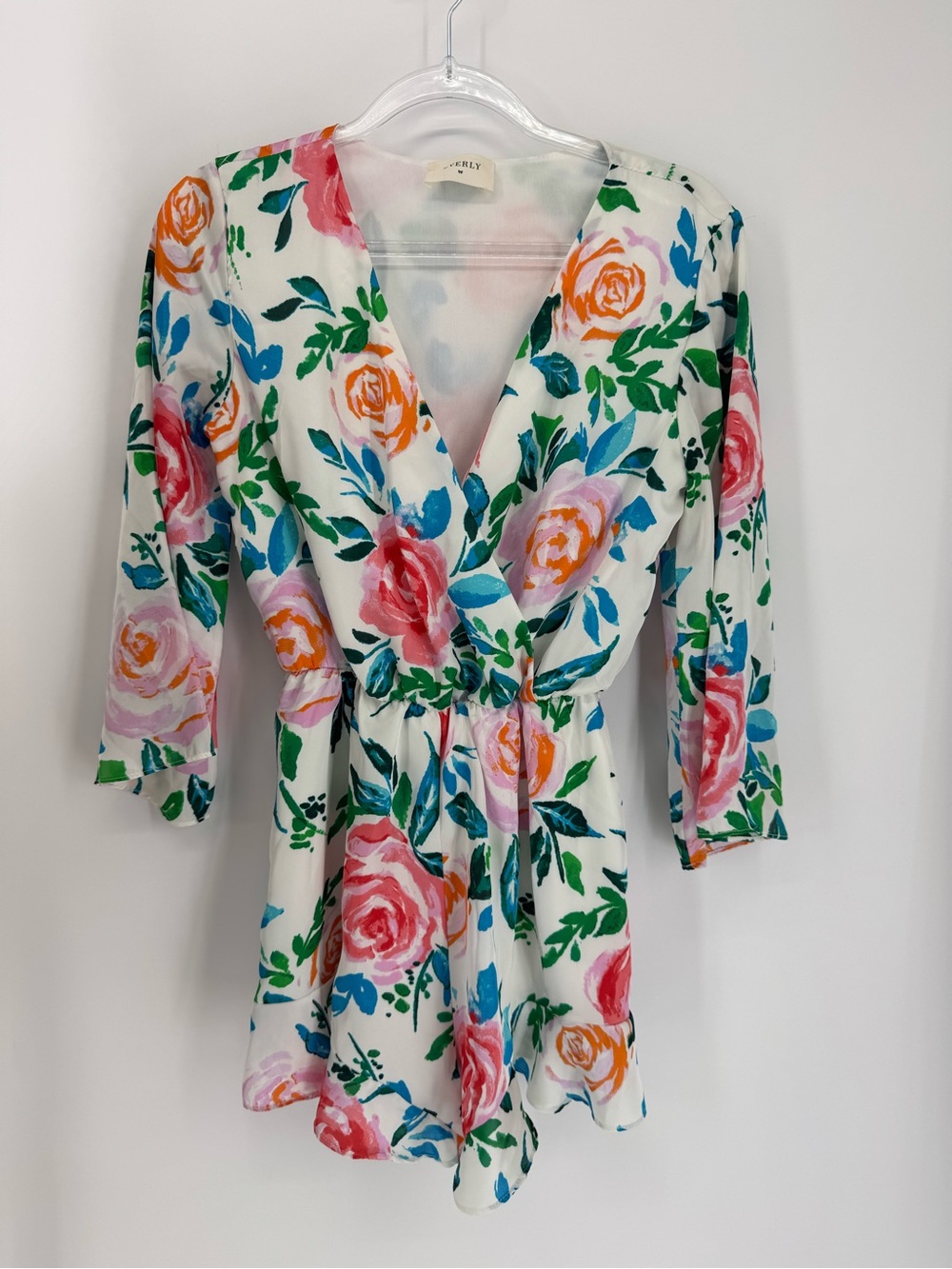 Everly White Floral Wrap Romper, Size S